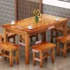 Combinación de Mesa y Silla de Hotel Madera Maciza Mesa y Silla de Comida Rápida Mesa y Silla para Snack Barbecue Tienda de Fideos Puesto de Comida Restaurante de Desayuno Mesa Carbonizada