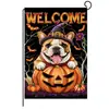 Banderas de Jardín de Halloween Transfronterizas Lino Estampado Decoración Exterior para Patio Gato Negro Bandera Pequeña Doble Cara Al por Mayor