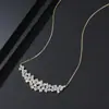 Collar de Plata 925 con Moissanita Completa para Mujer, Colgante de Sonrisa, Cadena Dulce Elegante para Clavícula para Mujer