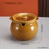 Estilo Nórdico Simples Pote de Banha Cerâmico para Casa Cozinha Pote de Armazenamento de Óleo com Colher Conjunto de Potes de Banha Artesanato Cerâmico