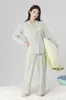 [Algodón Roumo] Pijamas de Sensación Fresca para Mujer, Pijamas Suaves y Transpirables de Manga Larga para Hombre, Ropa de Casa Pijamas para Mujer para Primavera y Verano