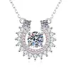 Pingente Transfronteiriço em Prata Esterlina S925 Colar com Moissanita Moda Ferradura Luxo Leve Totalmente Cravejado de Diamante Temperamento Super Brilhante Colar Versátil para Mulheres