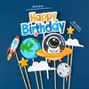 Decoração de Bolo Foguete Espacial Astronautas Viagem Espacial Sonho Enfeites Cartão de Inserção Dia dos Meninos Sobremesa Fantasia
