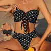 Novo Biquíni de Banho Amazon 2027 Estampa de Bolinhas Europeia e Americana Comércio Exterior Biquíni Sexy Duas Peças para Mulheres