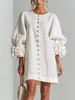 Moda Transfronteriza Europea y Americana 2026 Vestido Corto Redondo de Color Sólido con Mangas de Farolillo de Flor Tridimensional Francesa para Mujer con Temperamento para Fiesta