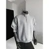 Moletom casual masculino folgado com gola alta, top de outono com zíper, estilo desconstruído semi-tendência, camada interna estilosa, patchwork estilo americano