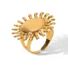 Anillo Abierto de Girasol en Oro de 18K Acero Inoxidable Joyería Transfronteriza Ins para Mujer, Joyería de Mano que No se Desvanece, Anillo Versátil de Acero de Titanio