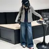 Conjunto de outono para meninas 2026 novo estiloso cardigã listrado e jeans conjunto de duas peças para crianças de tamanhos médios a grandes para primavera e outono