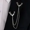 Broche con borlas de metal estilo europeo y americano con forma de cabeza de ciervo para hombre, con personalidad, hebilla de cuello, venta al por mayor