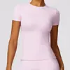Conjunto de Yoga Tipo A para Mujer, Ropa Deportiva de Manga Corta Corta Ajustada de Secado Rápido para Pilates Fitness Training Running en Verano