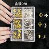 Manicura Transfronteriza Adornos de Aleación Retro Caja de Seis Compartimentos Accesorios de Decoración para Uñas de Metal Oro Retro Plata Retro