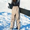 Pantalones de Esquí Gruesos con Forro de Polar, Corte Holgado, para Mujer, Resistentes al Viento, Negros, Doble Tabla, Deportivos, para Exteriores, Tallas Grandes para Hombre