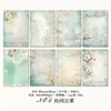 Papel Material Yanji Serie Colección Chunsan Diario Floral Vintage Materiales para Manualidades Papel de Fondo para Decoración 40 Hojas en 4 Diseños