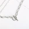 Tendência europeia e americana linha quadrada costura de diamante em forma de O colar de aço titânio design de moda individual vento frio corrente de pescoço de metal