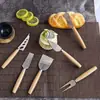 Cuchillo para Queso de Madera de Haya Acero Inoxidable en Stock Transfronterizo, Cuchillo para Queso, Cubiertos Estilo Occidental, Herramienta para Queso de Cocina y Horneado, Cuchillo para Mantequilla