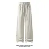 Calça de moletom reta, de corte solto, com cordão, fita de algodão e rebites, unissex, novo estilo primavera/outono