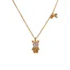 Collar de Oso con Lazo de Metal y Pedrería Estilo Coreano y Japonés, Cadena para Clavícula Versátil de Lujo Ligero Único para Mujeres