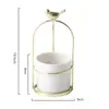 Vaso Pequeno Portátil Nórdico Ins Vasos Criativos de Ferro para Flores Secas Ornamentos de Vasos de Cerâmica com Laço para Suculentas