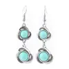 Pendientes de gota de agua de turquesa hueca de tendencia europea y americana, pendientes bohemios, fabricantes de joyas de comercio exterior transfronterizo al por mayor