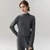 Zhenrong~Jersey de Punto Loro Piana 100% Cachemira para Mujer con Puños, Cuello Semi Alto, Versátil, Holgado, Capa Base