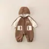 Ropa para Bebé Otoño 2025 Nuevo Estilo Chaqueta Exterior para Niño Mono con Capucha de Doble Capa Primavera y Otoño