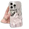 Estilo Nórdico Lazo Francés Manzana 17 Hilo de Pluma Estuche para iPhone 16/15 Funda Premium para Teléfono Cubierta Anti-Caída de PC
