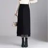 Saia lápis de corte reto com acabamento em renda, saia de terno elegante e fluida feminina para o outono de 2026 com fenda