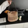 Bolsas de Verão para Mulheres 2026 Nova Tendência Bolsa de Ombro/Axila Trançada Bolsa de Praia para Férias Bolsa Transversal de Palha Estilo Balde
