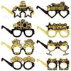 Amazon nueva decoración para fiesta de cumpleaños gafas de papel negro dorado accesorios para fotos de cumpleaños de 18 años 60 años gafas