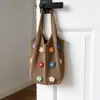 Bolso tejido artístico estilo bosque nuevo, bolso de punto floral dopamina de verano, bolso de hombro tote de gran capacidad