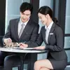 Nuevos Conjuntos de Traje de Primavera y Otoño para Hombre y Mujer para Compras Gubernamentales y Empresariales, Ropa de Trabajo para Ventas, Conjuntos de Traje Profesionales, Ropa de Trabajo con Textura de Bambú