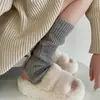 Meias com pé para estilo ballet rosa bebê meias de tricô franzidas para panturrilha listras verticais aquecedores de perna longos para yoga meias para coxa acima do joelho