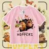 2026 Novo Plano de Transformação do Castor Camiseta Infantil de Algodão Puro Manga Curta Verão Desenho Animado Tendência Top para Meninos e Meninas