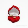 Caja para anillos con forma de corazón de rosa, tela flocada de color rosa y azul claro, para un solo anillo, caja para joyas con dos anillos, caja para pendientes, caja para anillos