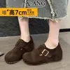 Zapatos que Aumentan la Altura 7cm para Mujeres Bajitas, Mocasines Casuales de Cuero Genuino de Cobertura Completa Estilo Birkenstock