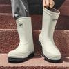 Botas de Lluvia para Hombre Transfronterizas Moda Suela Media Gruesa Impermeables Antideslizantes Zapatos de Goma Cocina Lavado de Autos Pesca Montañismo Zapatos de Trabajo