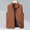 Colete térmico masculino com retenção de calor, gola alta para outono e inverno, aquecimento infravermelho distante, bolsos com zíper, estilo workwear, adequado para o trajeto, sem mangas