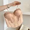 Sutiã Camisola de Renda com Bolinhas e Estrutura de Peixe para Mulheres, Peça Externa com Bojo para Afinar a Cintura e Costas Sexy e Bonitas, Tubinho