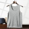 Camiseta de punto fina de cachemira para hombre, cuello en U, sin mangas, para Otoño e Invierno, capa interior, cómoda, agradable a la piel, jersey, capa base
