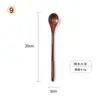 Venta al por mayor de fabricante de utensilios de madera estilo japonés hechos de madera de nanmu, cucharas de madera de loto de miel, cucharas mezcladoras para café, cucharas de madera creativas de mango largo