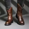 Botas de Trabalho Ami Khaji Masculinas de Cano Alto Botas de Cowboy Ocidentais Estilo Europeu e Americano Botas da Moda Masculinas para Passeio de Motocicleta