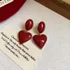 Brincos Flor Folha Vermelha Pérola Uva Agulha de Prata Personalidade Doce Versátil Leve Luxo Alto Padrão Atacado