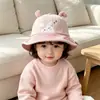 Bonito sombrero infantil de dibujos animados para otoño e invierno, bonito sombrero tipo cubo para niños pequeños, unisex, versátil sombrero de pescador de pana