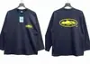 Camisetas Casuales Sueltas de Manga Larga Raglán con Bloques de Color Estampado de Letras Alcatraz para Hombre y Mujer Marca de Moda al por Mayor Transfronteriza