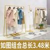 Luxo Leve Dourado Cabide de Prateleira de Loja de Roupas Femininas Cabide para Roupas ao Vivo Arara de Roupas de Chão Arara de Exposição para Loja de Roupas