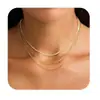 Collar de Clip de Papel con Circonita Transfronterizo Nuevo Producto Cadena de Clavícula de Cobre Juego de Tres Piezas Joyería Elegante y Sencilla para Uso Diario para Mujeres