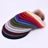 Boina Nueva de Color Sólido con Pompón Mezcla de Lana Moda Cómoda Gorro Pullover Doble Capa Cálido Gorro de Punto Sencillo