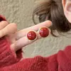 Pendientes Retro Rojos de Otoño e Invierno, Modernos y Sencillos, Pendientes Redondos Festivos de Nicho, Pendientes Rojos de Buena Suerte para Año Nuevo