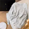 Suéter de Punto de Mohair Súper Hada Suave Esponjoso para Mujer Cuello Redondo Jersey Estilo Perezoso Holgado Otoño Invierno Top Versátil