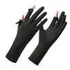 Guantes de Protección Solar Verano Mujer Exterior Ligeros y Cortos Parasol Conducción Seda de Hielo Conductor Ciclismo Deportes Guantes de Seda de Hielo